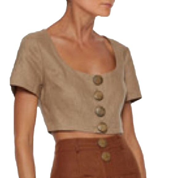Nicholas Taupe Linen Crop Top - 10 🇨🇳 - Picture 4 of 13